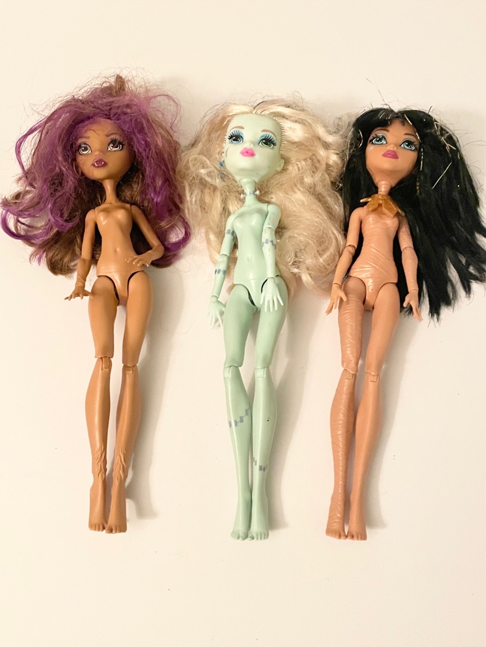Lot of 3 Monster High Dolls Nude Replacement Bodies Clawdeen Frankie Stein Cleo